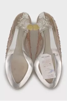 Transparent shoes with rhinestones