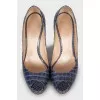 Blue leather open toe shoes
