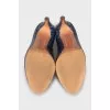 Blue leather open toe shoes
