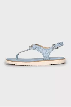 Leather sandals with signature print