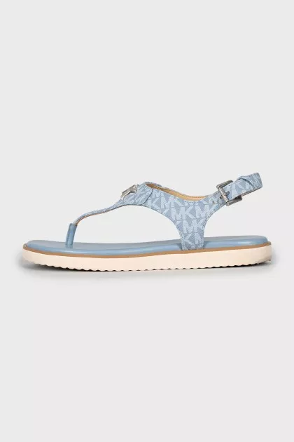 Leather sandals with signature print