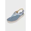 Leather sandals with signature print