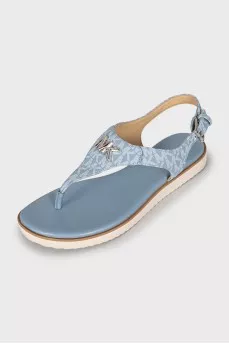 Leather sandals with signature print