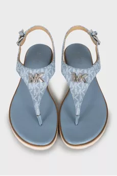 Leather sandals with signature print