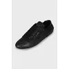 Leather flat sneakers