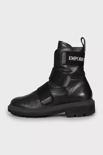 Men's leather velcro boots