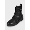 Men's leather velcro boots