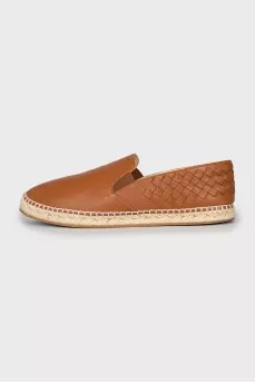Leather espadrilles with braiding