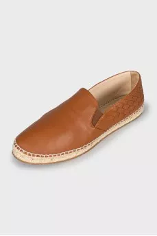 Leather espadrilles with braiding