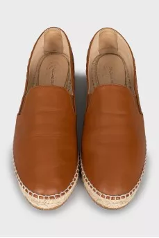 Leather espadrilles with braiding