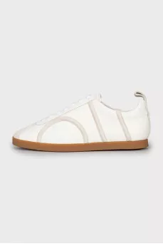 Leather sneakers with relief seams