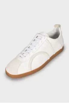 Leather sneakers with relief seams