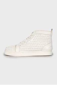 Men's White Spiked Sneakers