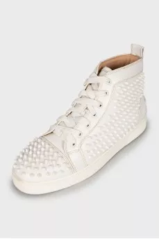 Men's White Spiked Sneakers