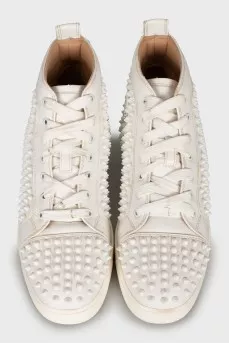 Men's White Spiked Sneakers