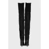 Suede over the knee boots with gold decor