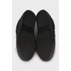 Textile slip-ons with rhinestones and embroidery