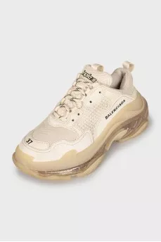 Белые кроссовки Triple S из текстиля