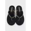 Textile slippers with gold chain