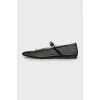 Mesh ballet flats with buckles