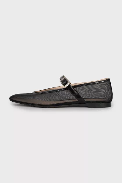 Mesh ballet flats with buckles