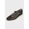 Mesh ballet flats with buckles