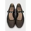 Mesh ballet flats with buckles