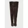 Brown suede over the knee boots with heels