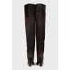 Brown suede over the knee boots with heels