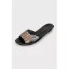 Suede flip flops with rhinestones