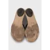 Suede flip flops with rhinestones