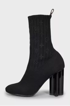 Silhouette ankle boots with signature embroidery