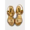 Gold leather sandals with crystals