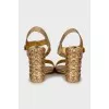 Gold leather sandals with crystals