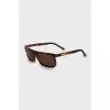 Rectangular sunglasses with brown frame