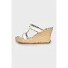 Leather wedge sandals