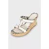 Leather wedge sandals