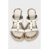 Leather wedge sandals