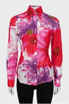 Fitted blouse with floral print