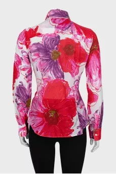 Fitted blouse with floral print