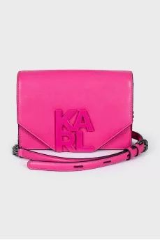 Pink bag with metal logo