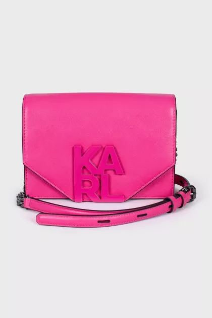 Pink bag with metal logo