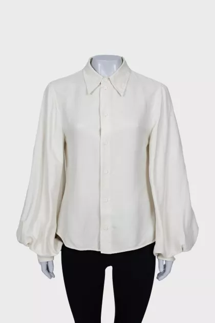 Yellow blouse with lantern sleeves