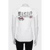T-shirt with print and rhinestones