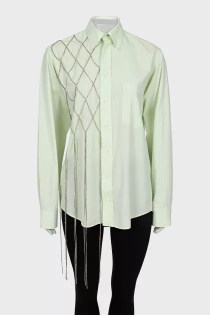 Straight shirt decorated with crystals