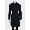 Black trench coat with belt