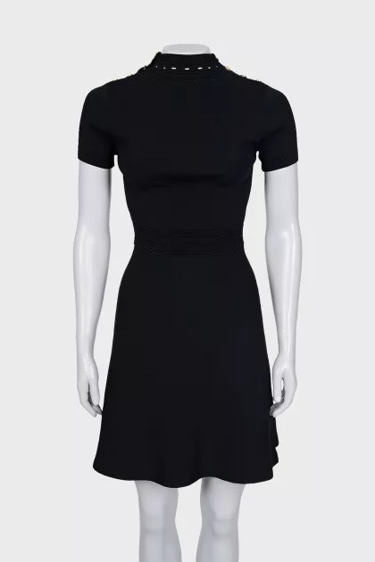 Fitted dress with gold buttons