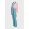 Trouser suit decorated with feathers