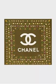 Green scarf with brand logo