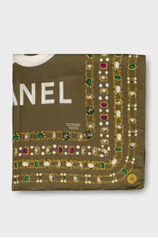 Green scarf with brand logo
